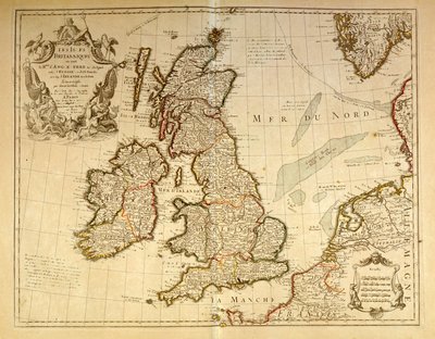 Geografische kaart van Engeland en Ierland. Atlas door G. Delysle door Unknown artist