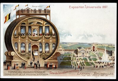 Gigantisch vat - Maison Kramer - Wereldtentoonstelling van 1897 in Brussel door Unknown artist