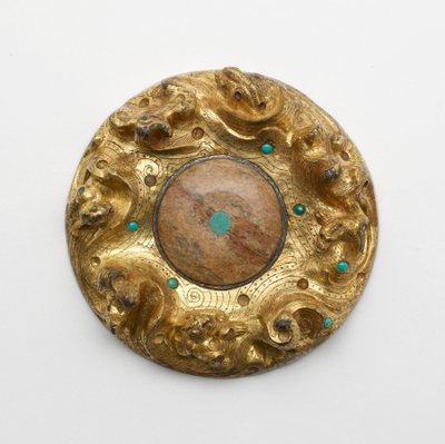 Vergulde Bronzen Plaque met Dieren in een Landschap door Unknown artist