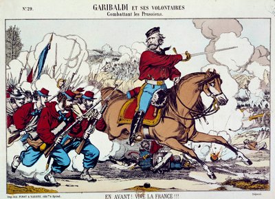 Giuseppe Garibaldi vecht met zijn vrijwilligers tegen de Pruisen. 