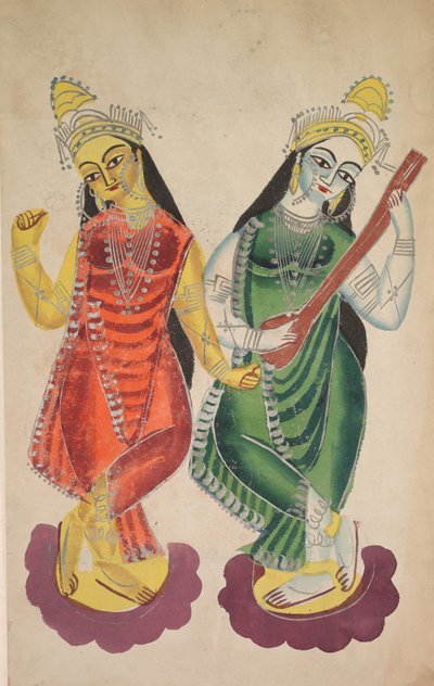 Godinnen Lakshmi en Sarasvati door Unknown artist