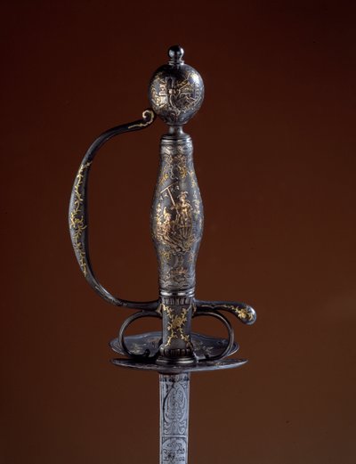 Goud en wapenkamer bewaker van de 18e eeuw in gedeeltelijk goud zilver door Unknown artist