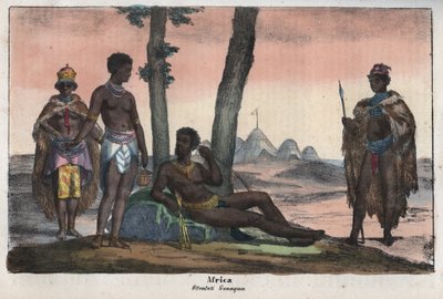 Gonqui Hottentotten van de Kaap - gravure uit 