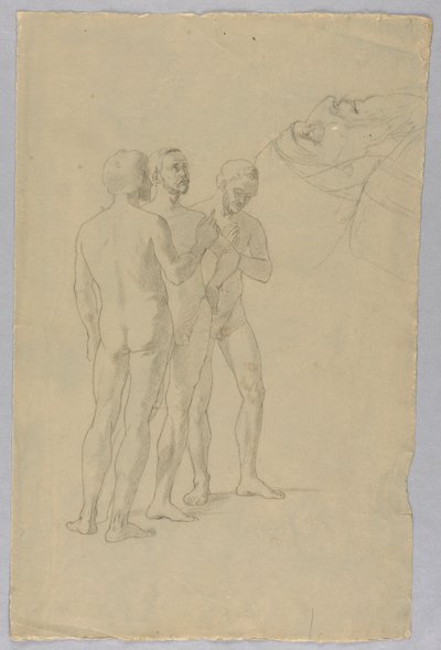 Groep van drie mannelijke naakten door Unknown artist
