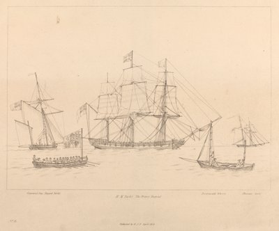 HM Jacht De Prince Regent en haar scheepsboot door Unknown artist