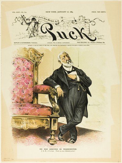 Hij is aangekomen in Washington, van Puck door Unknown artist