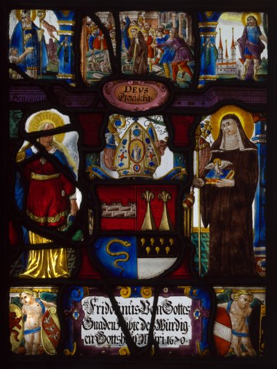 Heraldisch paneel met de wapens van Fridoinus Summerer, abt van Muri, Zwitserland door Unknown artist