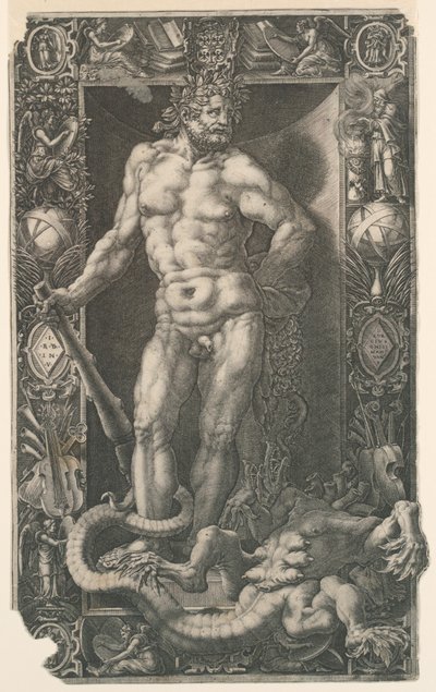 Hercules overwint de Hydra van Lerna door Unknown artist