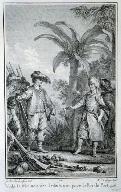 Hier is de munt van schattingen die de koning van Portugal betaalt: handel van de Portugezen in de koloniën - in 