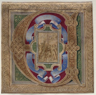 Geïllustreerde initiaal (E) uit het Colonna-missaal: Het martelaarschap van St. Stefanus door Unknown artist
