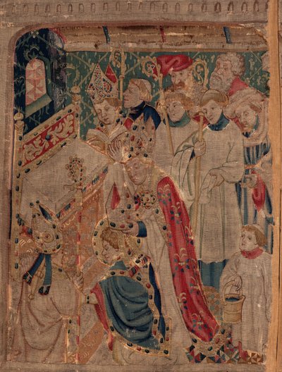 Geschiedenis van Sint Piat en Sint Eleuthère, Scene 10: Sint Eleuthère wordt gewijd als bisschop. Detail door Unknown artist