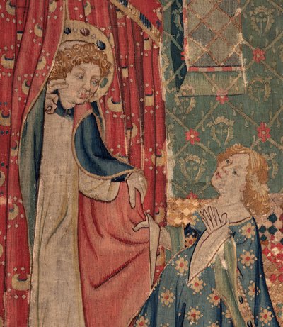 Geschiedenis van Sint Piat en Sint Eleuthère, Scene 11: De verleidingen van Sint Eleuthère (detail) door Unknown artist