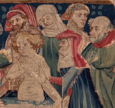 Geschiedenis van Sint Piat en Sint Eleuthère, Scene 13: doop van Blanda. Detail door Unknown artist
