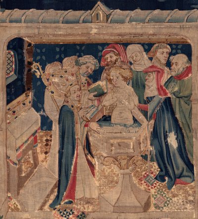 Geschiedenis van Sint Piat en Sint Eleuthère, Scene 13: Doop van Blanda (detail) door Unknown artist