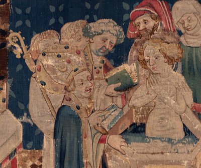 Geschiedenis van Sint Piat en Sint Eleuthère, Scene 13: Doop van Blanda (detail) door Unknown artist