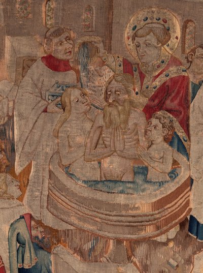 Geschiedenis van Sint Piat en Sint Eleuthère, Scene 6 Detail midden. Doopscène door Unknown artist