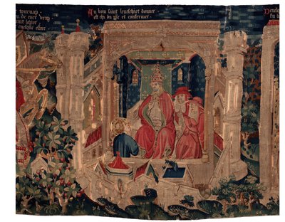 Geschiedenis van Sint Piat en Sint Eleuthère, Scene 9: Sint-Éleuthère wordt bevestigd als bisschop van Doornik. door Unknown artist