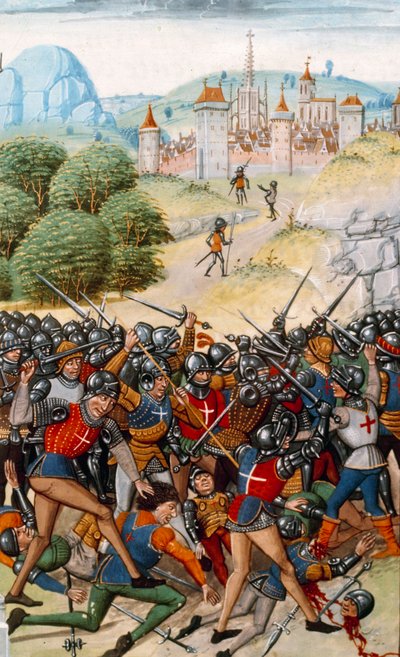 Honderdjarige Oorlog: De Slag bij Pontvallain tussen Fransen en Engelsen op 4/12/1370 door Unknown artist