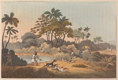 Jachtscène in India door Unknown artist