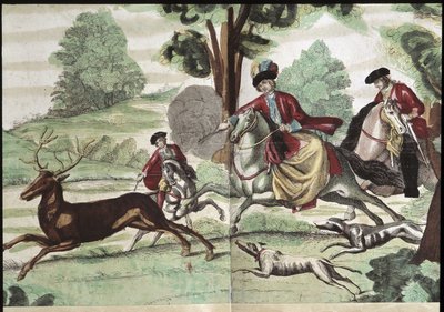 Jachtscène - gravure door Unknown artist