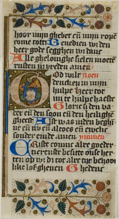 Verlichte initiaal "G" uit een gebedenboek door Unknown artist
