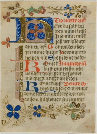 Verlichte initiaal "H" uit een gebedenboek door Unknown artist
