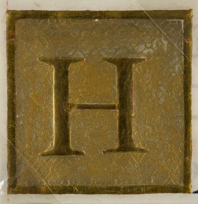 Verlichte initiaal "H" in luierpatroon uit een koorboek door Unknown artist