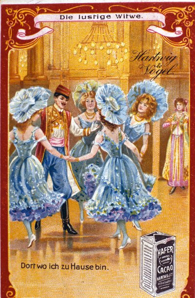 Illustratie voor de "Vrolijke Weduwe" door Franz Lehar, Hongaarse componist (1870-1948). Act II. door Unknown artist