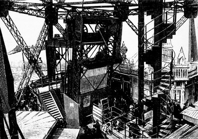 Illustratie over de bouw van de Eiffeltoren. door Unknown artist