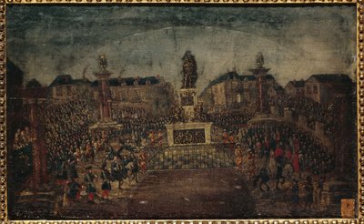 Inhuldiging van het standbeeld van Lodewijk XIV, Place des Victoires, huidige 1e en 2e arrondissementen, 28 maart door Unknown artist