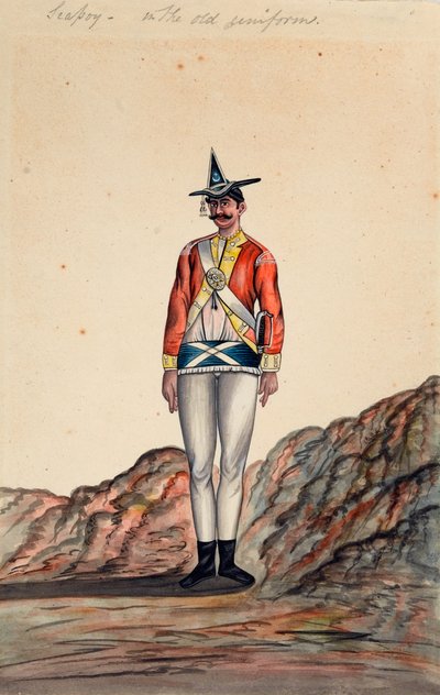 Indiase officier, Bengaals leger, ca. 1805 door Unknown artist