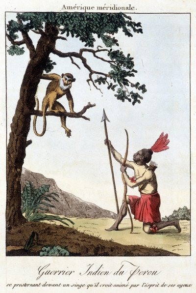 Indiase krijger van Peru (Inca) - gravure door Unknown artist