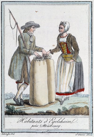Inwoners nabij Straatsburg - in "Encyclopédie des voyages" door Grasset Saint Sauveur, editie Parijs door Unknown artist