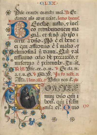 Beginletter C: Sint Benedictus Zegening Maurus door Unknown artist