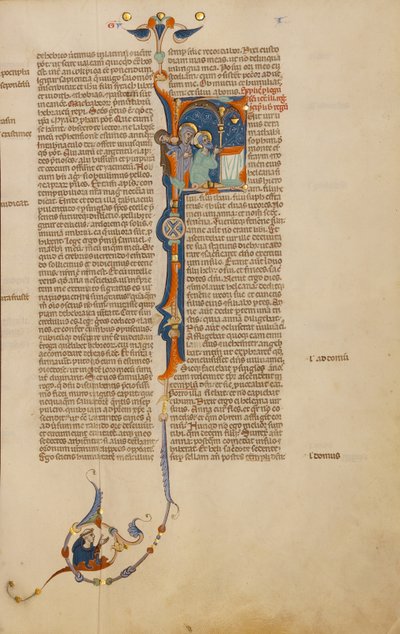 Beginletter F: Elkanah met Hannah en Peninna in de Tempel door Unknown artist