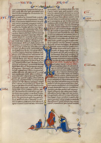 Initial L: Esther voor koning Ahausveros door Unknown artist