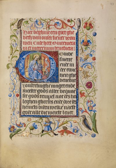 Beginletter O: De Maagd met het Tronende Kind door Unknown artist