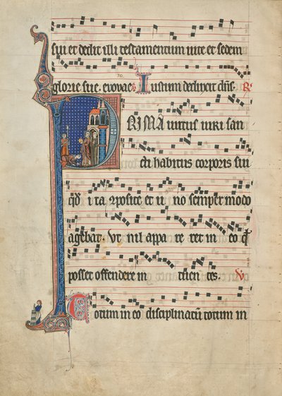 Beginletter P: Sint Bernardus toont de hostie aan Willem van Aquitanië door Unknown artist