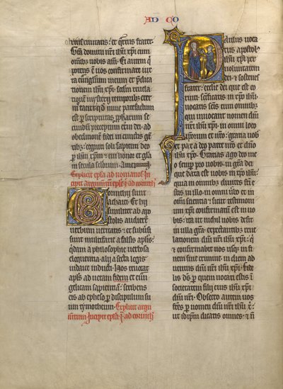 Beginletter P: Sint Paulus geeft een boek aan een boodschapper door Unknown artist