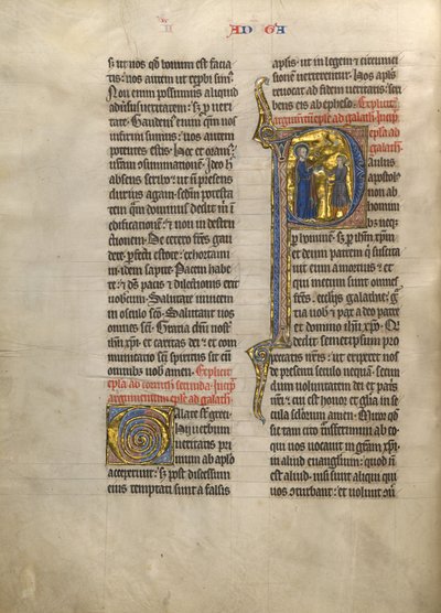Beginletter P: Sint Paulus geeft een boek aan een boodschapper door Unknown artist