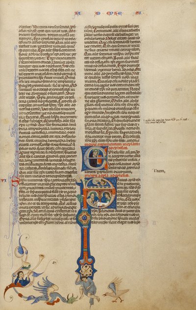 Beginletter P: Sint Paulus geeft een brief aan een boodschapper door Unknown artist