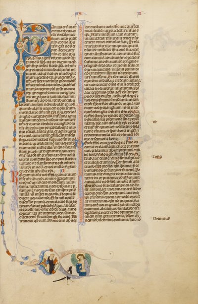 Beginletter P: Sint Paulus met een bisschop en een boodschapper door Unknown artist