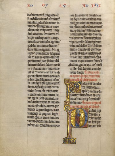 Beginletter P: Sint Paulus met een boek door Unknown artist