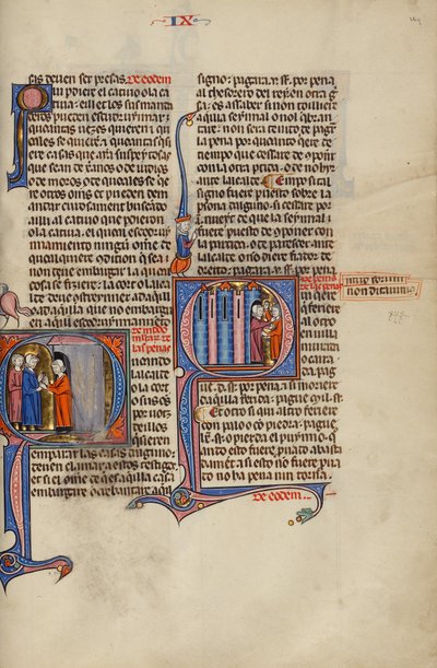 Eerste vraag: een man groet twee mannen vanuit zijn deuropening; Eerste vraag: twee vechtende mannen voor een huis door Unknown artist