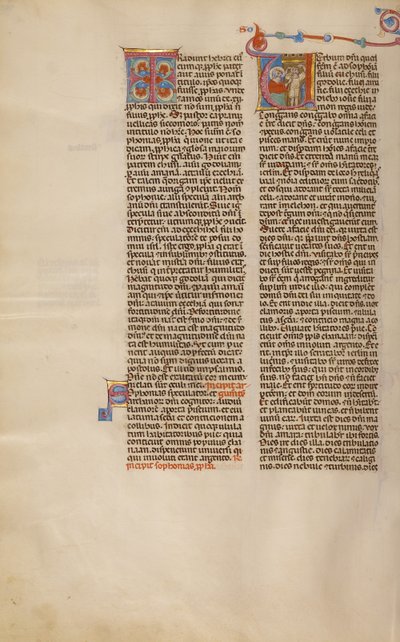 Initial V: Zefanja wijst naar een kind door Unknown artist