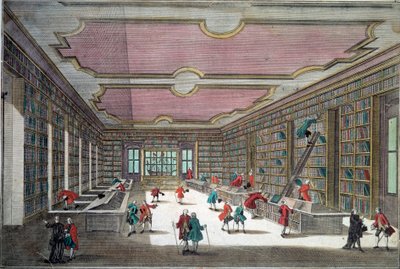 Binnenaanzicht van de bibliotheek van Göttingen door Unknown artist