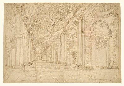 Interieur van de Sint-Pietersbasiliek door Unknown artist