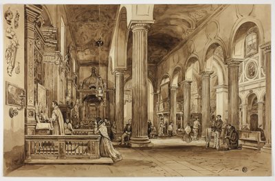 Interieur van een kathedraal in Zuid-Italië door Unknown artist