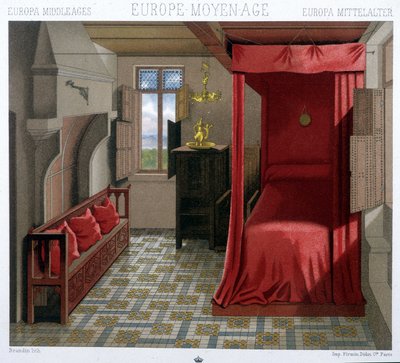 Interieur van een huis in de 15e en 16e eeuw. In 
