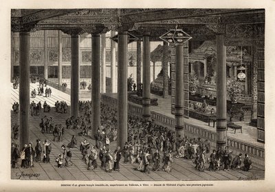 Interieur van een grote boeddhistische tempel in Yedo door Unknown artist